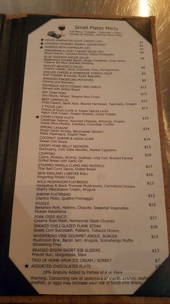 Whispering Vine Wine - Reno, NV menu_pic
