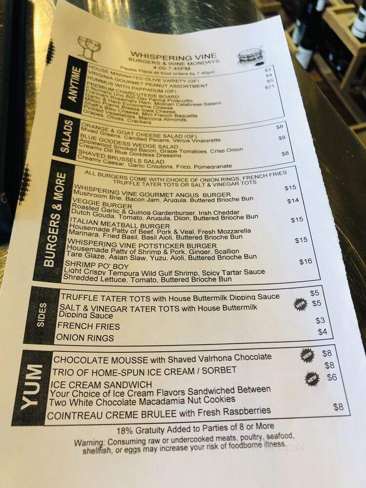 Whispering Vine Wine - Reno, NV menu_pic