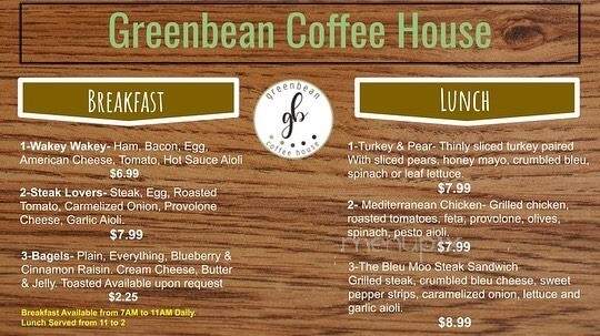 Greenbean Coffee House - Altoona, PA menu_pic