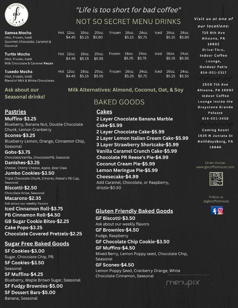 Greenbean Coffee House - Altoona, PA menu_pic