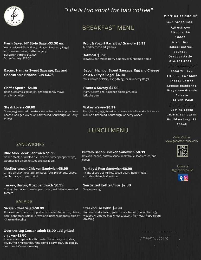 Greenbean Coffee House - Altoona, PA menu_pic