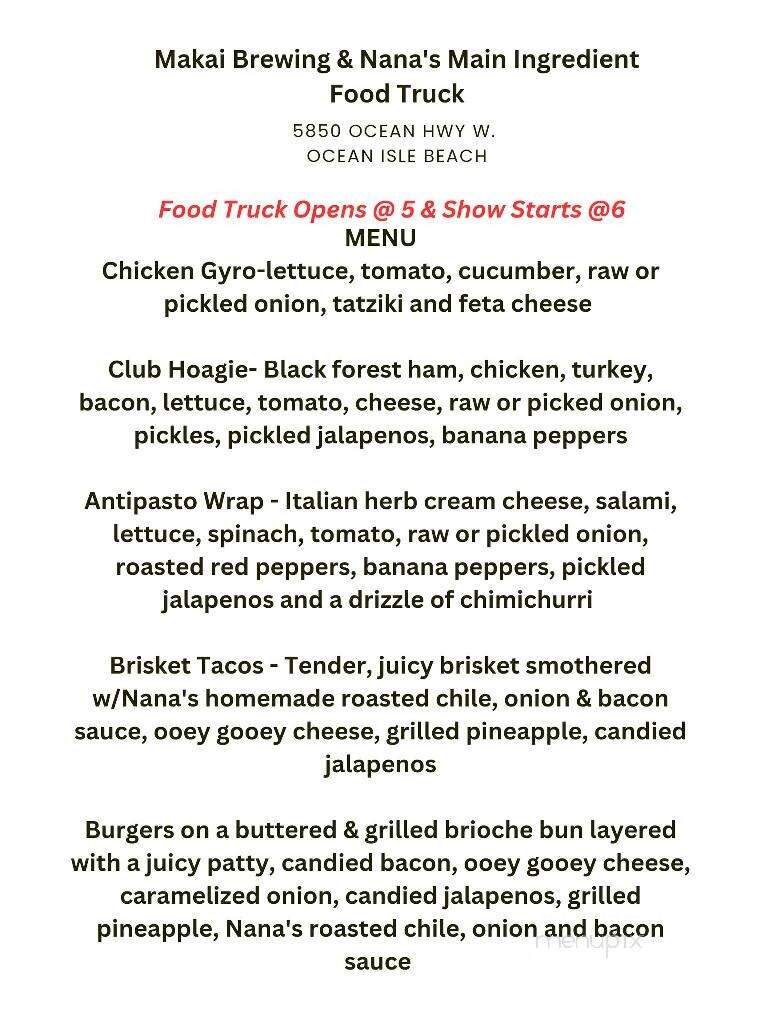Makai Brewing Company - Ocean Isle Beach, NC menu_pic