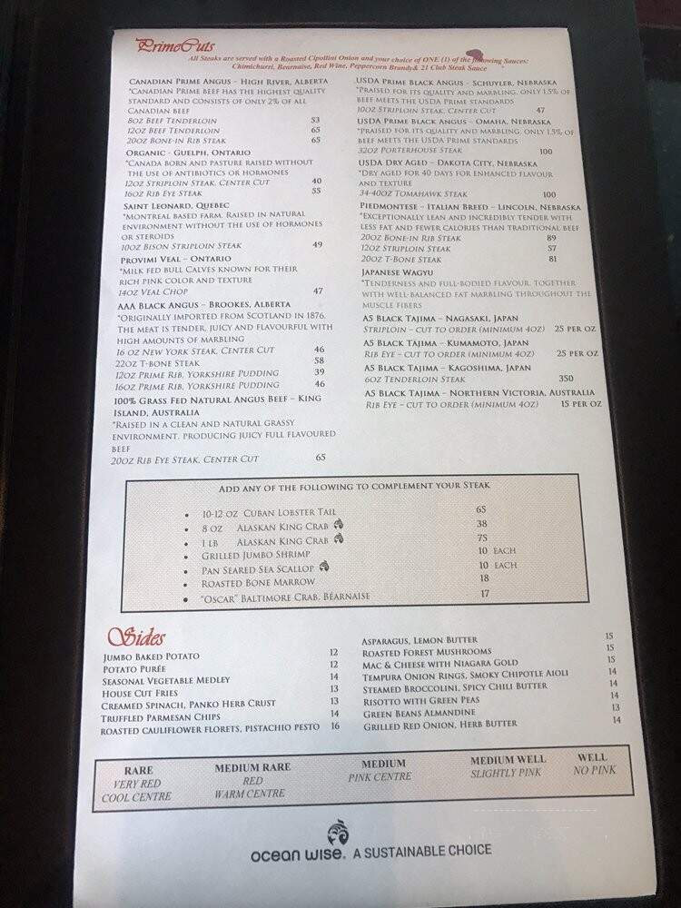 21 Club - Niagara Falls, ON menu_pic