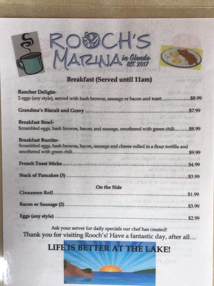 Rooch's Marina in Glendo - Glendo, WY menu_pic