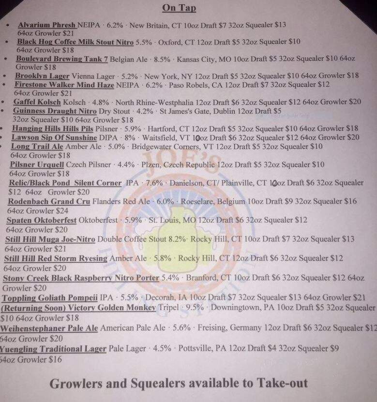 Joe's Filling Station - Cromwell, CT menu_pic