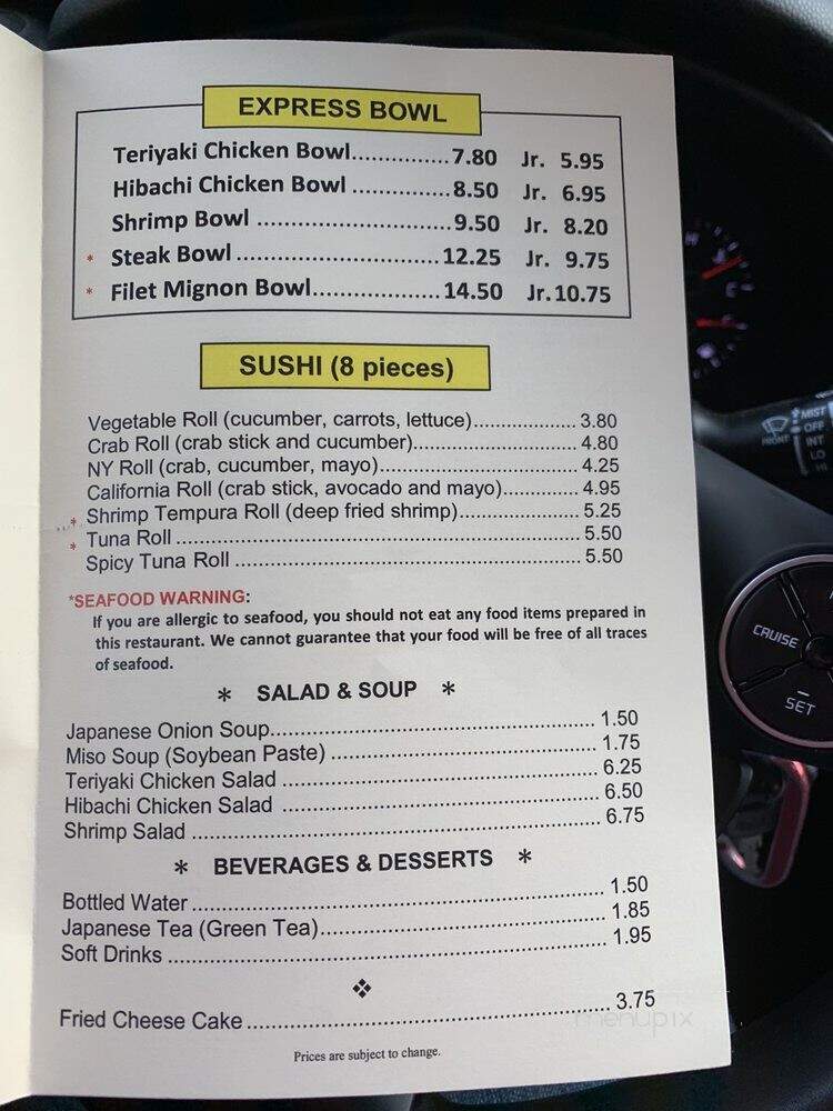 Miyabi Jr Japanese Express - Fort Mill, SC menu_pic