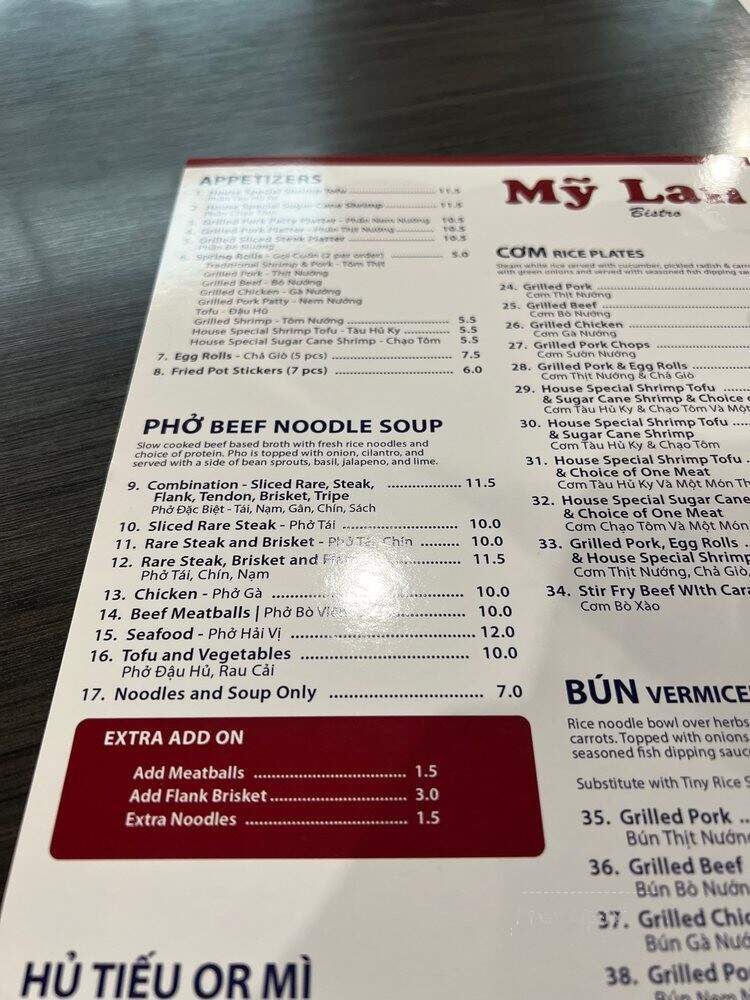 My Lan Bistro - Fort Worth, TX menu_pic