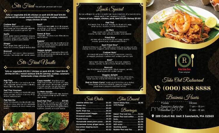 Krua Kuhn Rose - Sandwich, MA menu_pic
