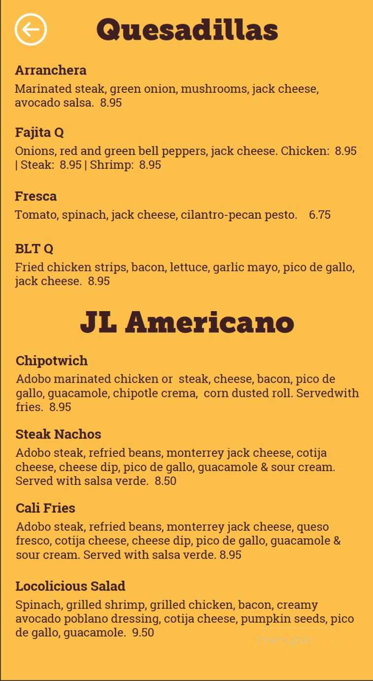 Juan Loco - Cornelius, NC menu_pic