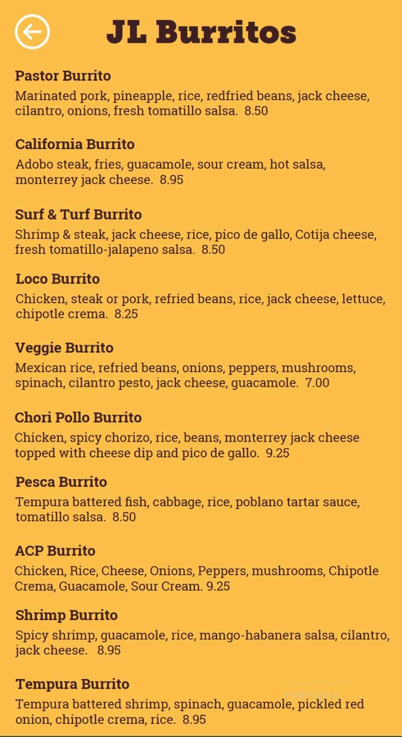 Juan Loco - Cornelius, NC menu_pic