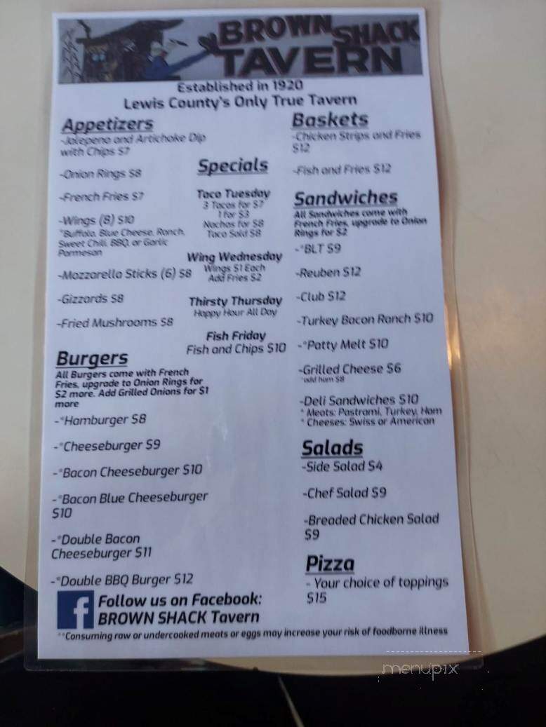 Brown Shack Tavern - Salkum, WA menu_pic