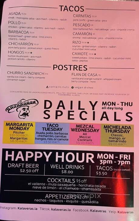 Kalaveras - Chino Hills, CA menu_pic