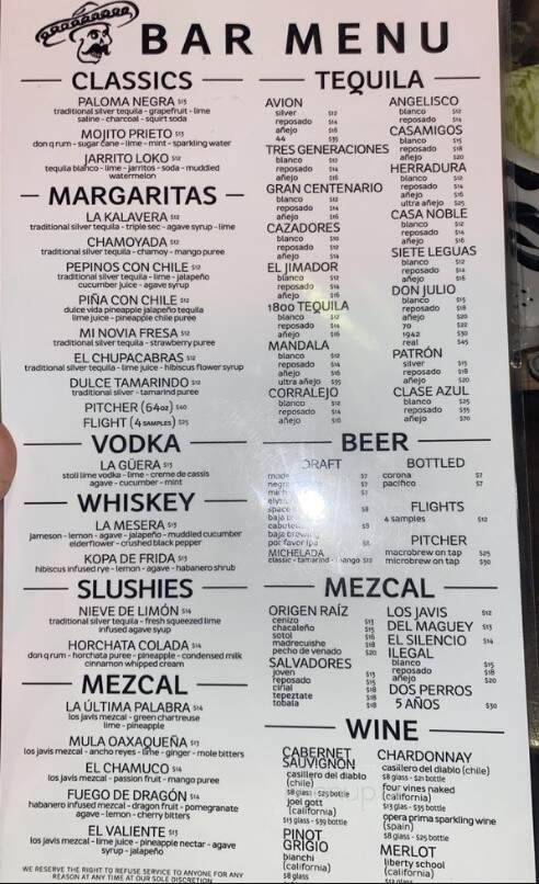 Kalaveras - Chino Hills, CA menu_pic