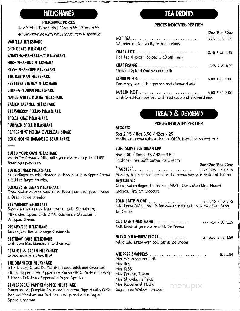Bart's Crazy Good Coffee Shop - Chapin, SC menu_pic