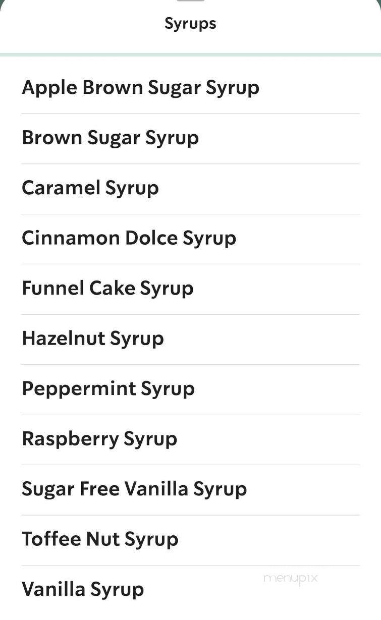 Bart's Crazy Good Coffee Shop - Chapin, SC menu_pic