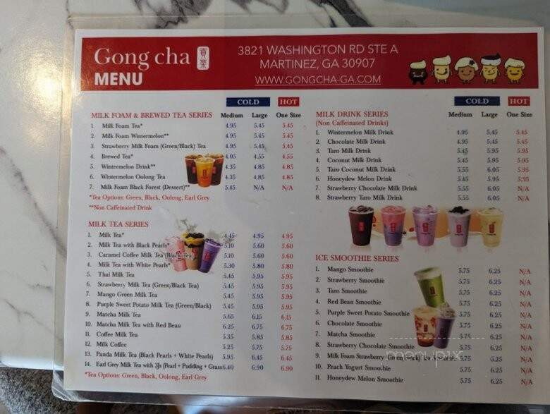Gong Cha - Augusta, GA menu_pic
