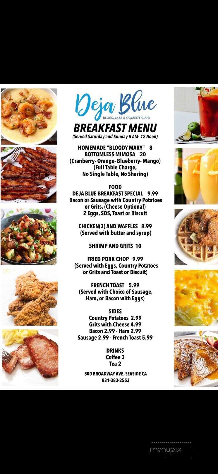 Deja Blue - Seaside, CA menu_pic
