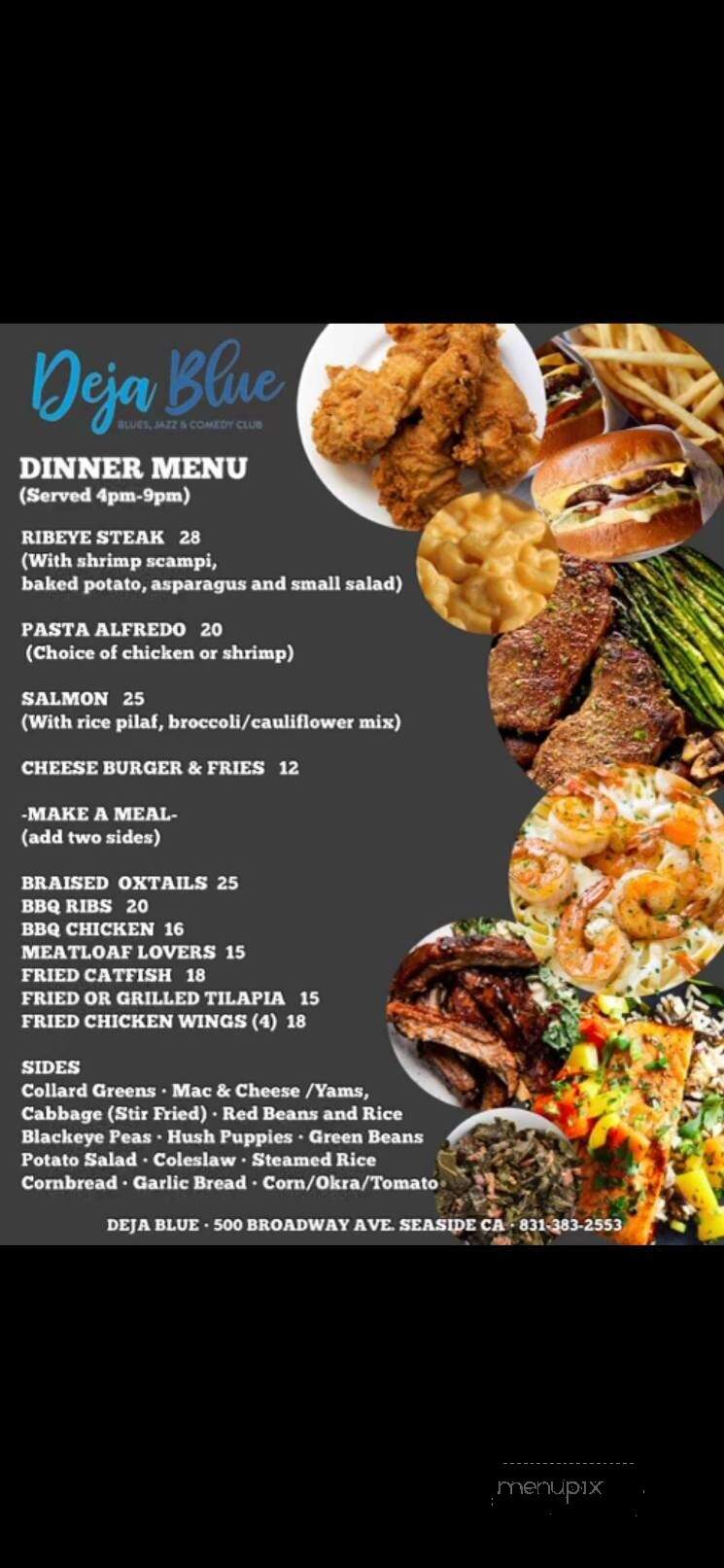 Deja Blue - Seaside, CA menu_pic