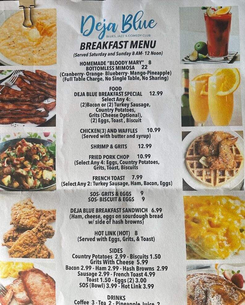 Deja Blue - Seaside, CA menu_pic