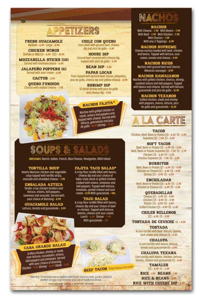 Casa Grande - Crossville, TN menu_pic