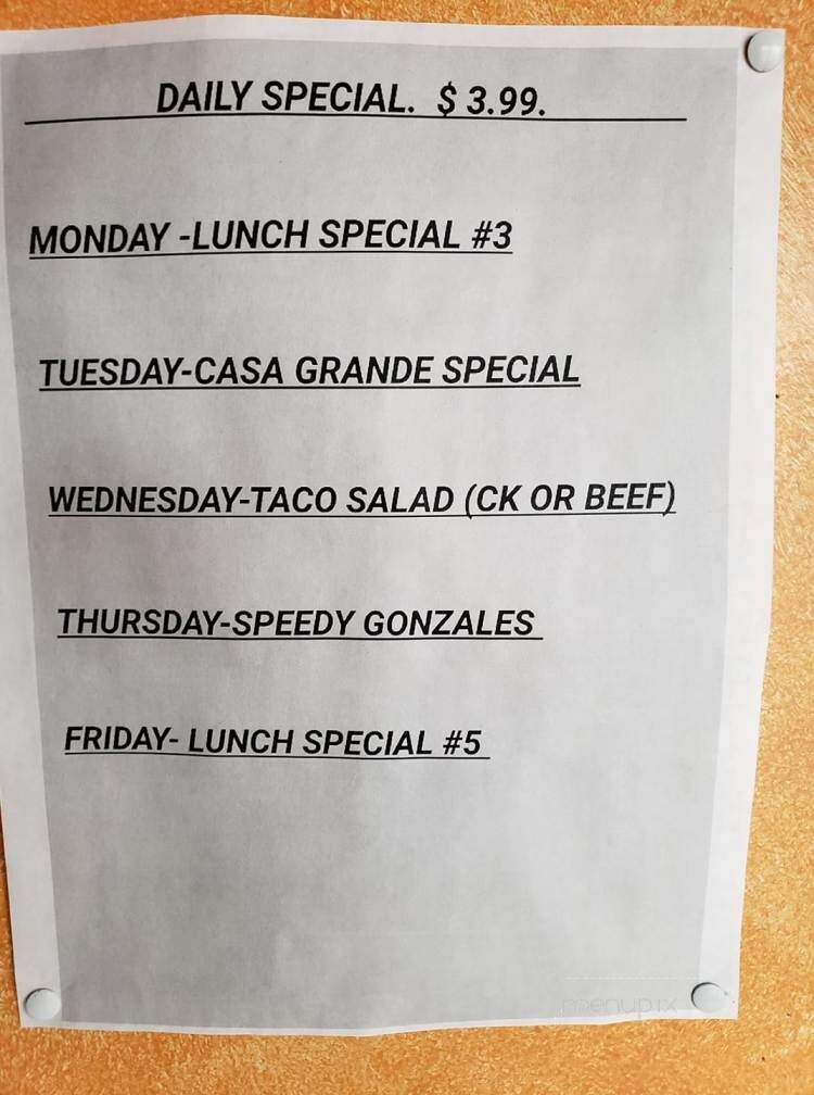 Casa Grande - Crossville, TN menu_pic