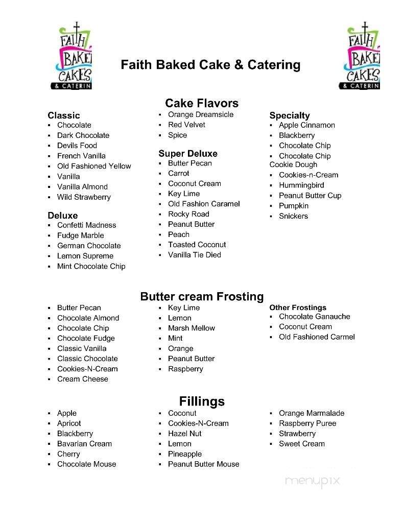 Faith Baked Cakes - Rogersville, TN menu_pic