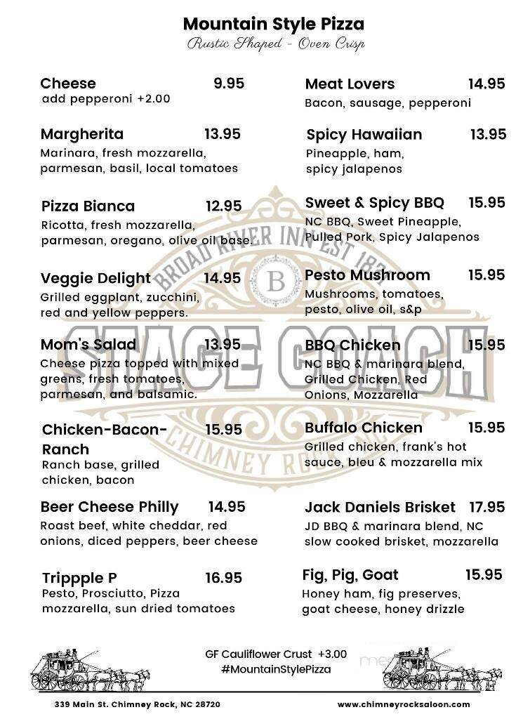 Stagecoach Saloon - Chimney Rock, NC menu_pic
