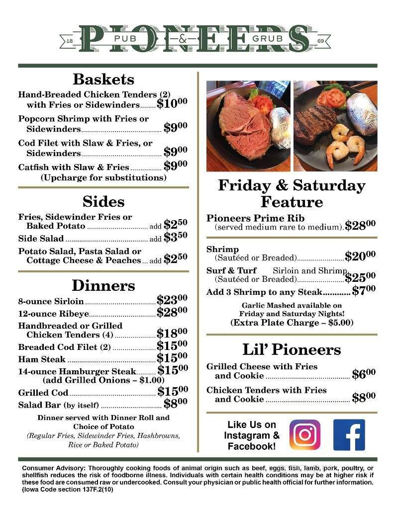 Pioneers Pub & Grub - Casey, IA menu_pic