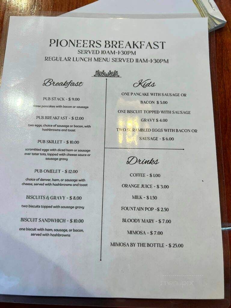 Pioneers Pub & Grub - Casey, IA menu_pic