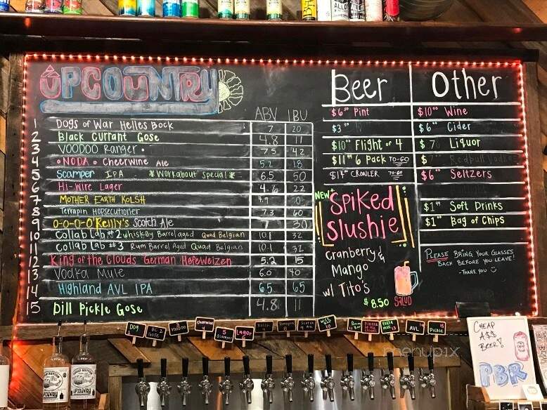 UpCountry Brewing Brevard - Brevard, NC menu_pic