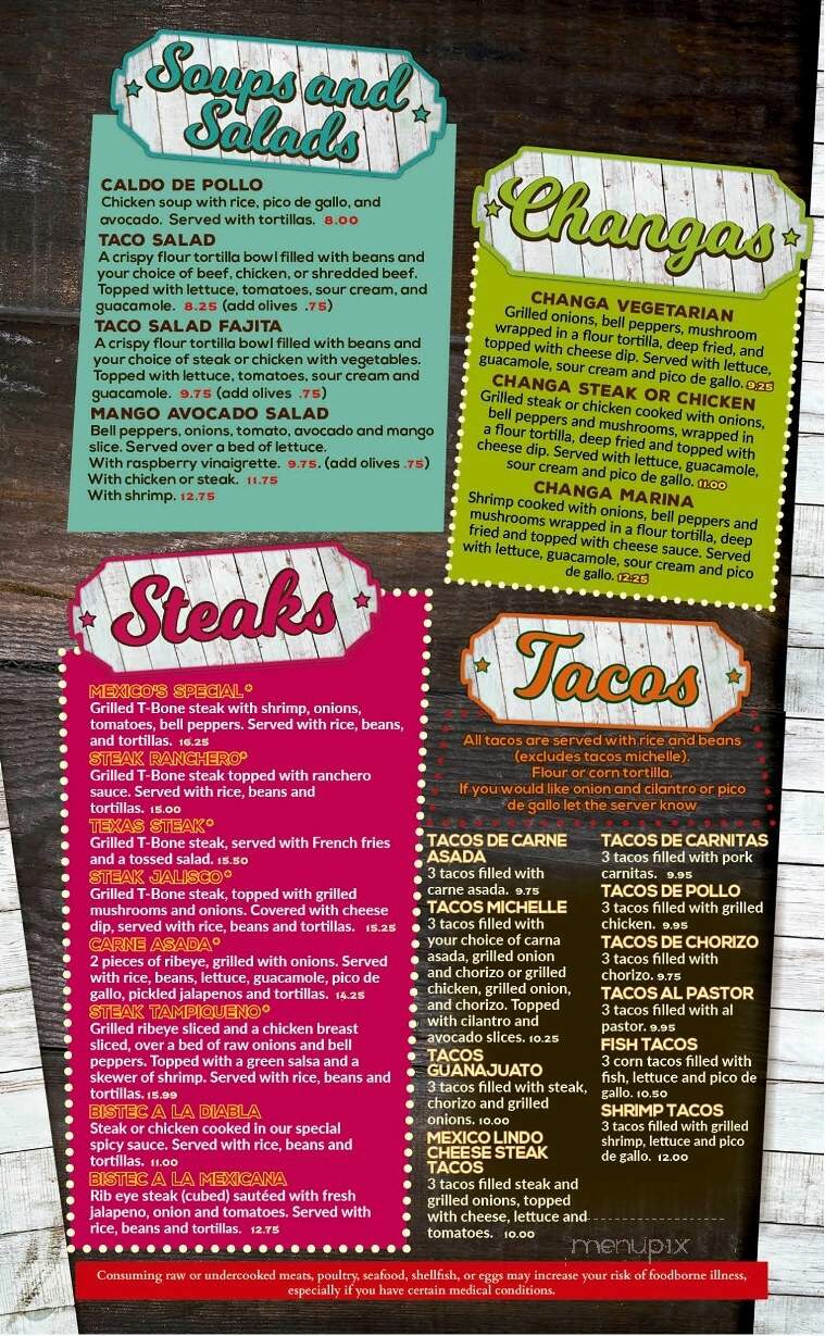 Mexico Lindo Grill & Cantina - Iowa City, IA menu_pic