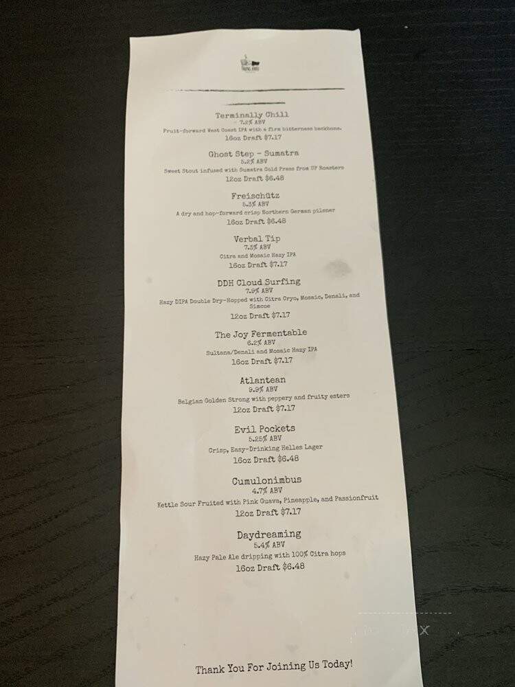 Falling Knife Brewing Company - Minneapolis, MN menu_pic