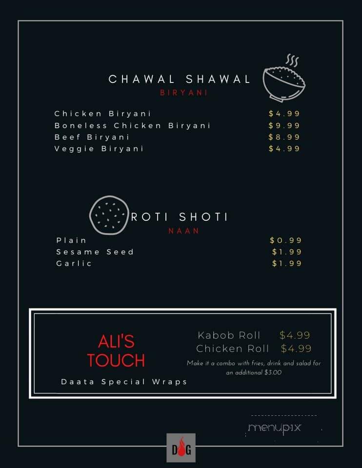 Daata Grill - Milton, ON menu_pic