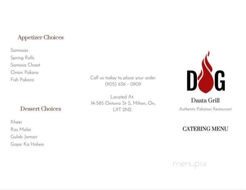 Daata Grill - Milton, ON menu_pic