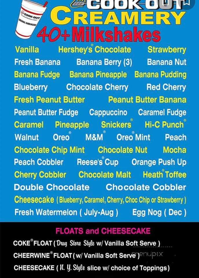 Cook Out - Columbus, MS menu_pic