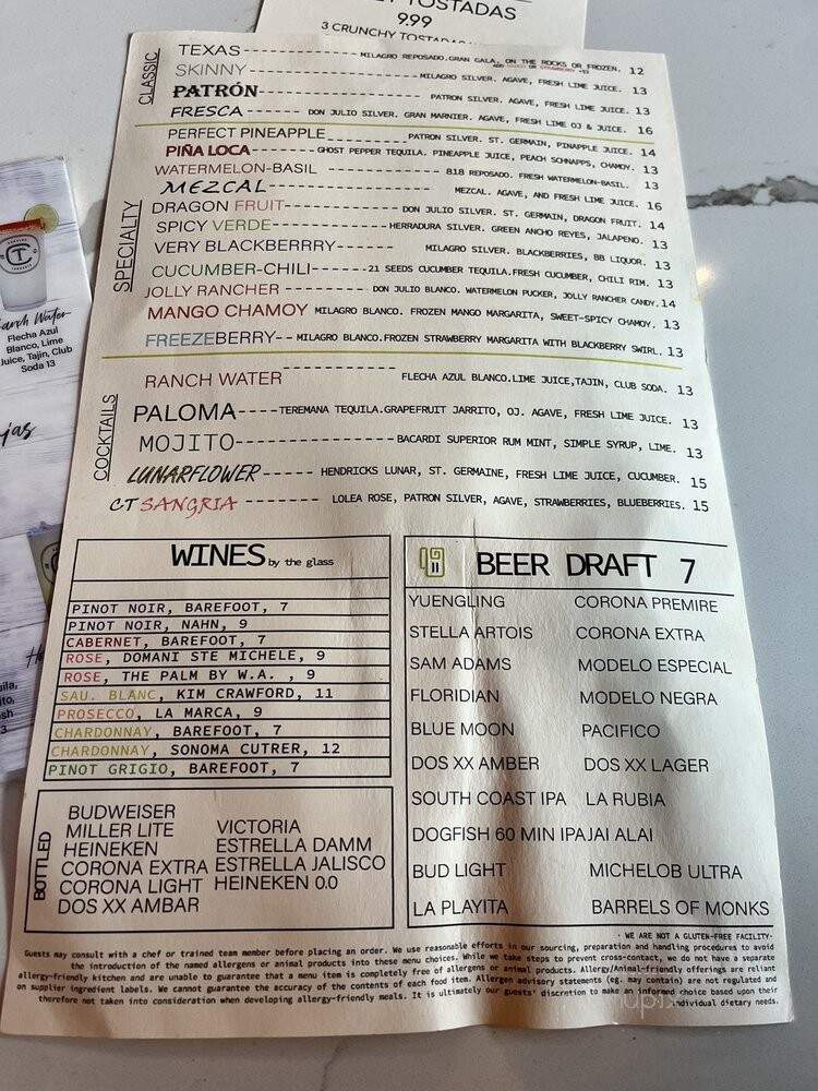 Ct Cantina Taqueria - Dania Beach, FL menu_pic