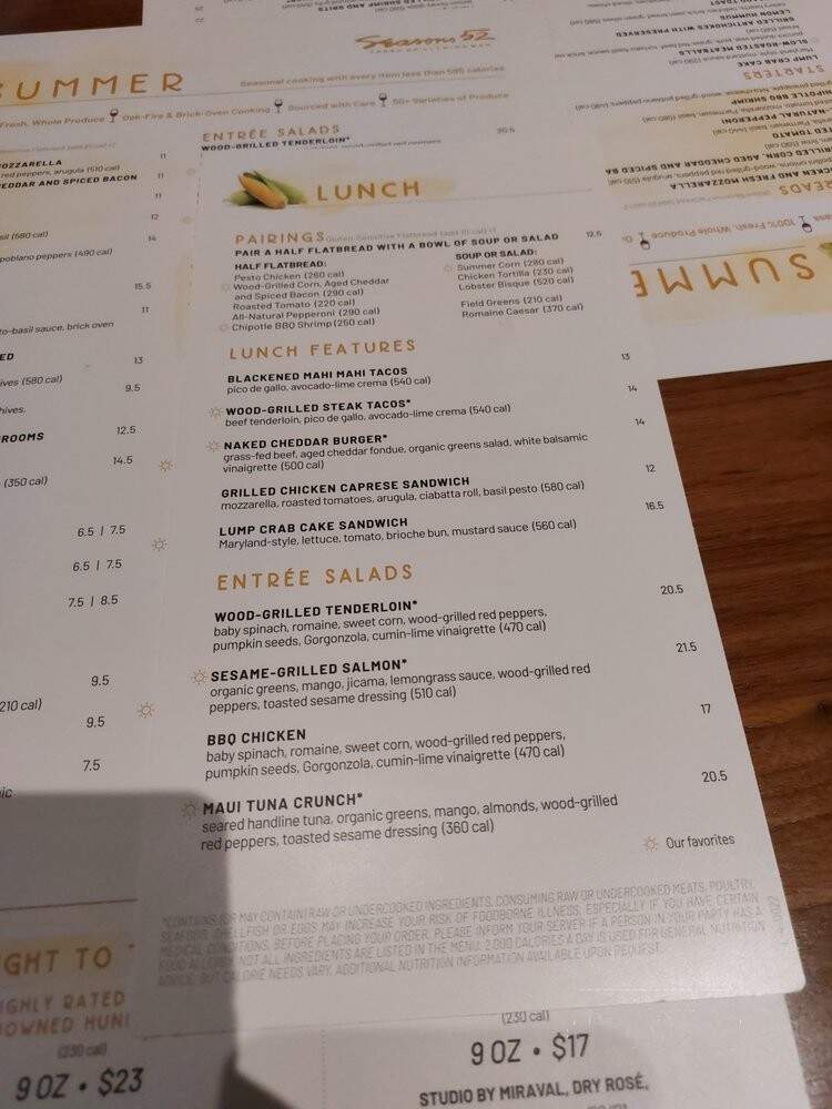 Seasons 52 - Paramus, NJ menu_pic
