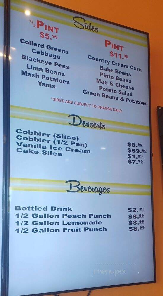Peach Cobbler Cafe - Fayetteville, GA menu_pic