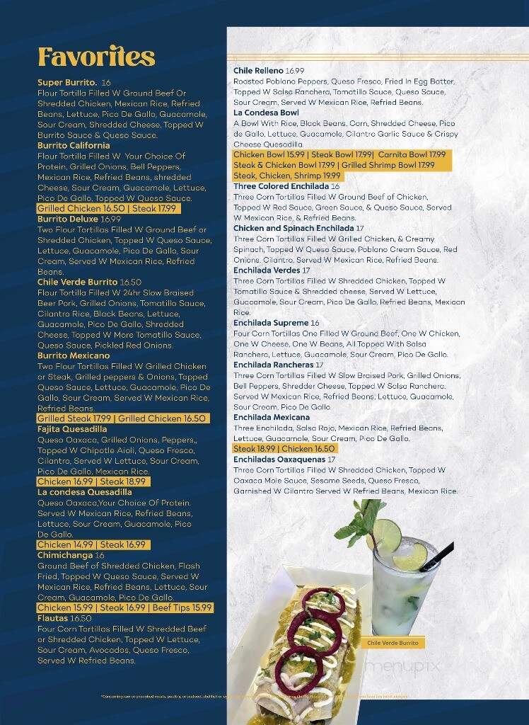La Condesa Mexican Restaurant - Boca Raton, FL menu_pic
