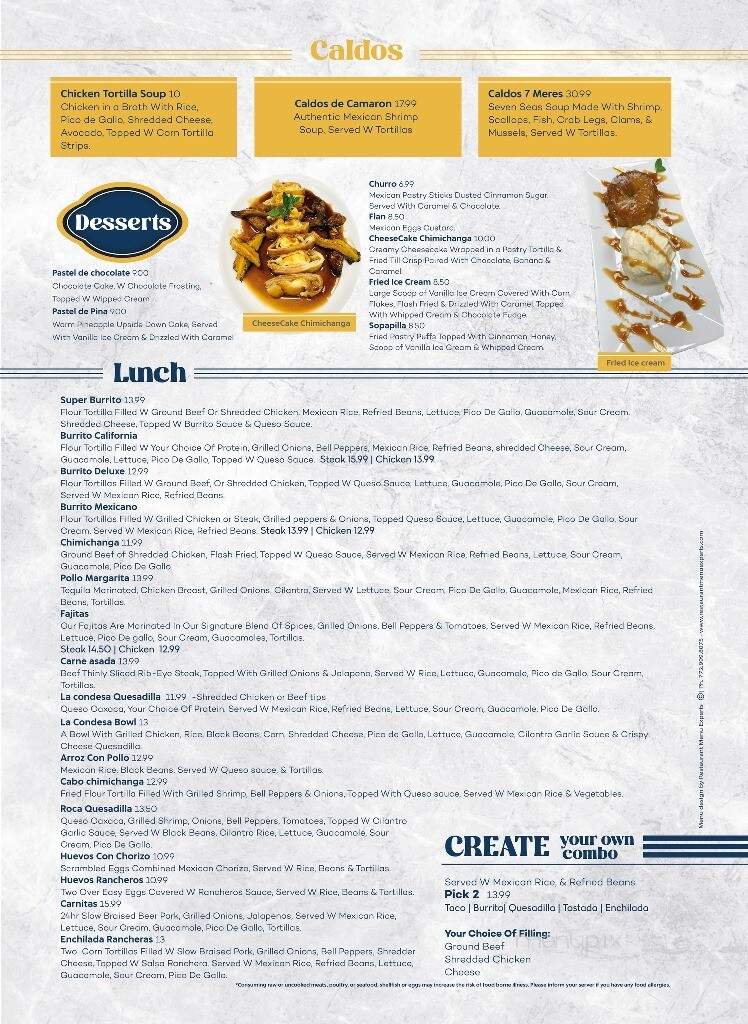 La Condesa Mexican Restaurant - Boca Raton, FL menu_pic