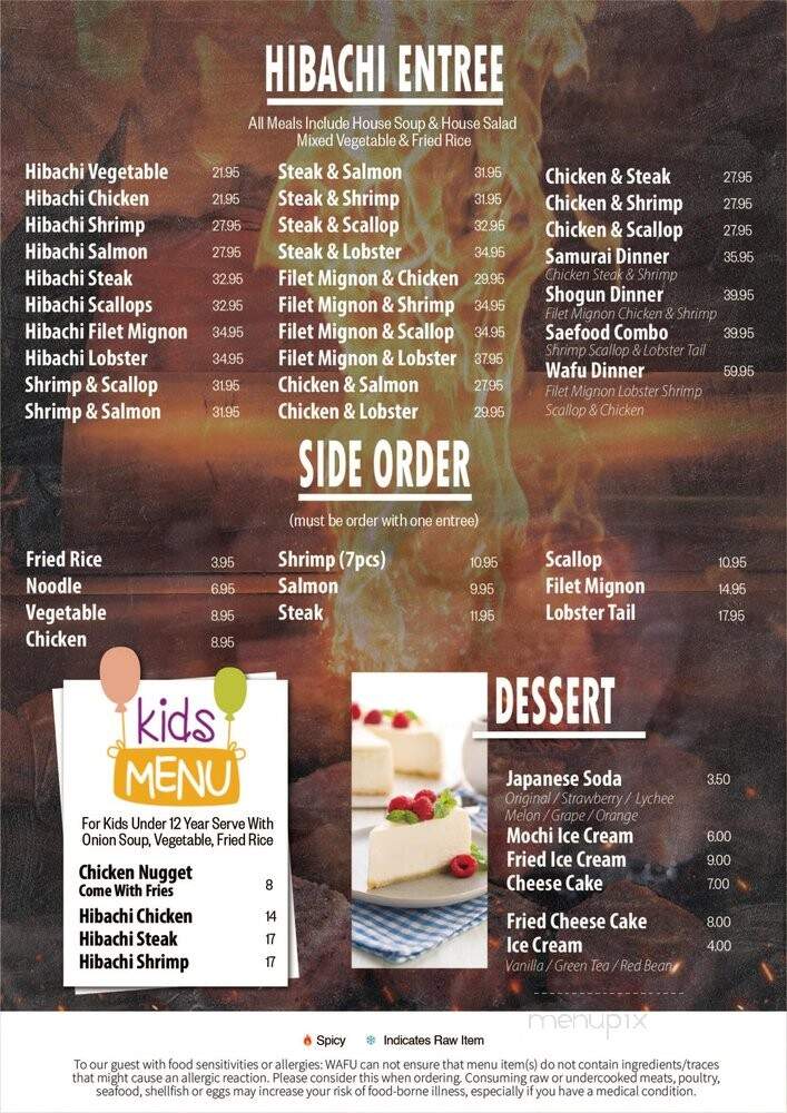Wafu Japanese Steakhouse - Goldsboro, NC menu_pic