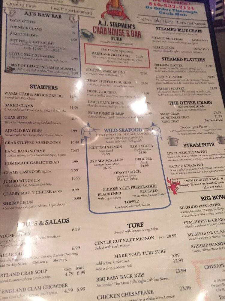 A J Stephens Crabhouse & Bar - Glenolden, PA menu_pic