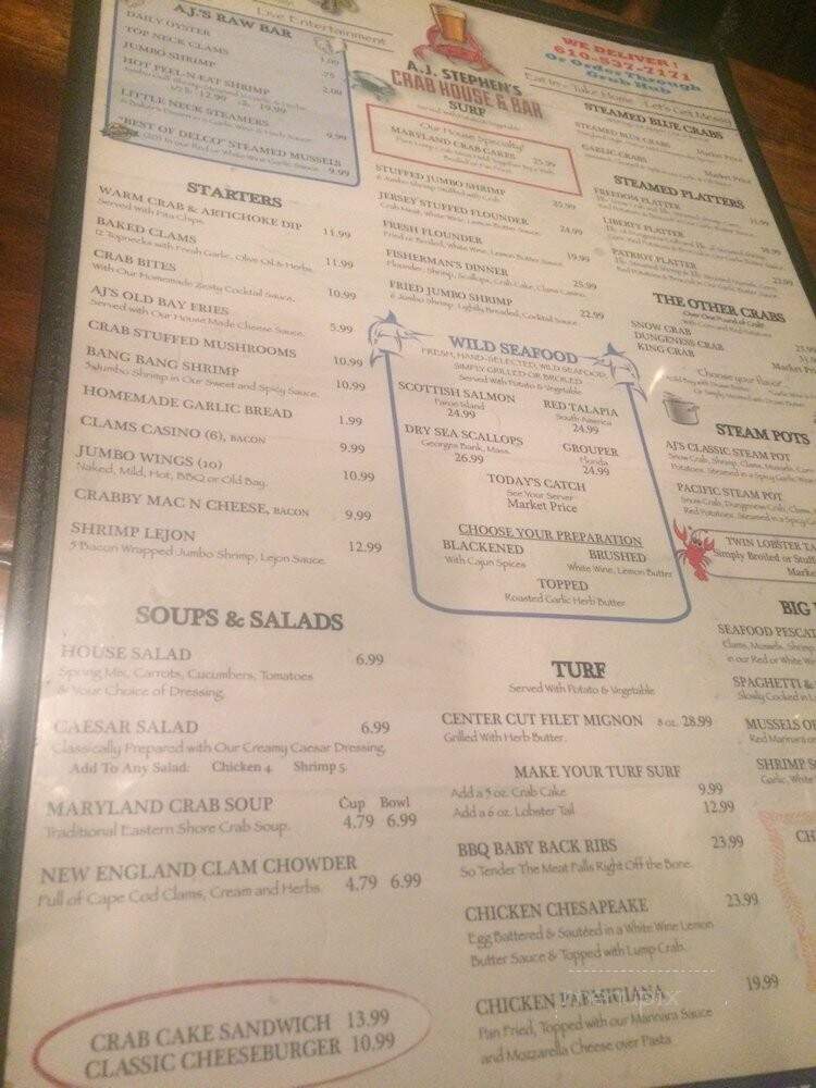 A J Stephens Crabhouse & Bar - Glenolden, PA menu_pic