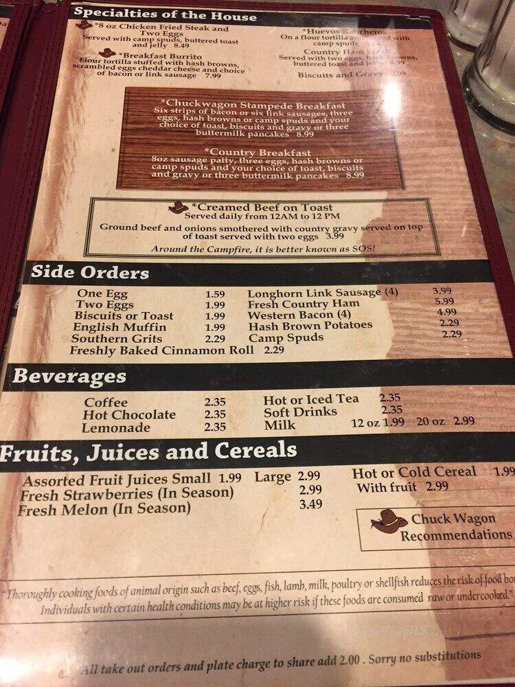 The Chuck Wagon Restaurant - Las Vegas, NV menu_pic