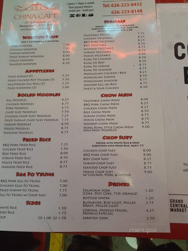 China Cafe At Grand Central Market - Los Angeles, CA menu_pic