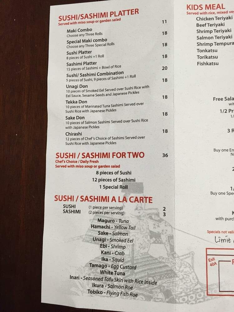 Shogun Sushi-Teriya - Chester, MD menu_pic