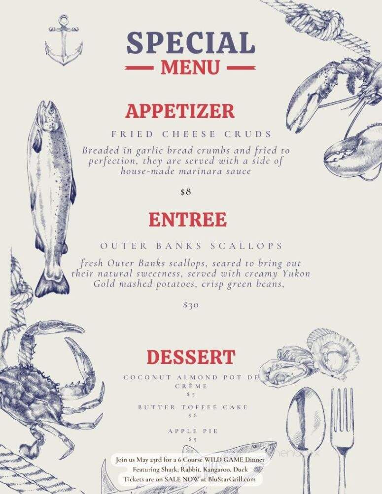 Blu Star Grill - Mooresville, NC menu_pic