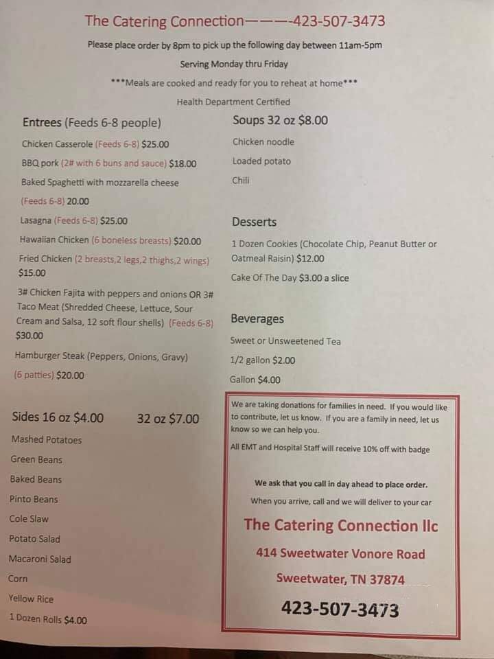 The Catering Connection llc - Sweetwater, TN menu_pic