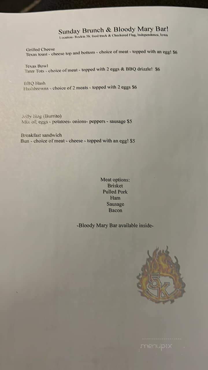 Checkered Flag Sports Bar - Independence, IA menu_pic