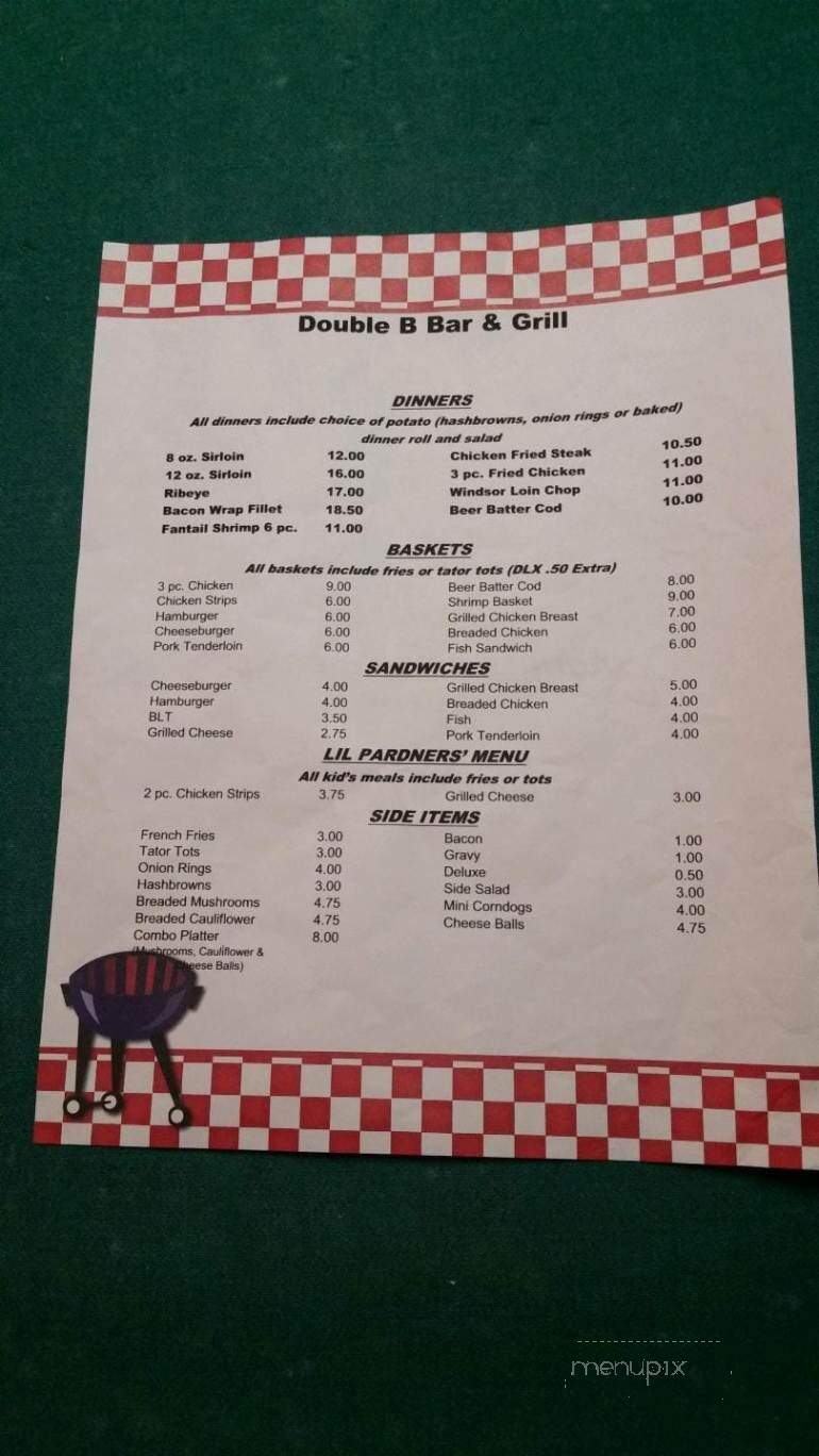 Double B Bar & Grill - Tobias, NE menu_pic